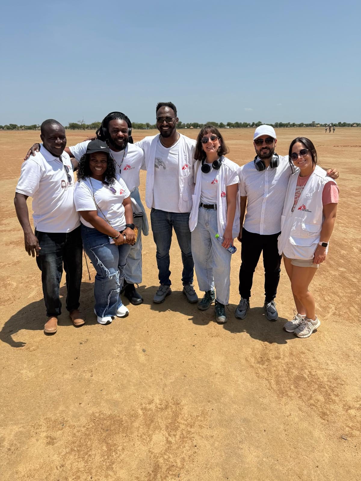 Health team gathered at a field site